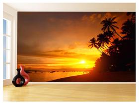 Papel De Parede 3D Paisagem Por Do Sol Mar Praia 3,5M Pds36