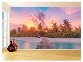 Papel De Parede 3D Paisagem Por Do Sol Mar Praia 3,5M Pds46