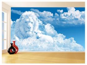 Papel De Parede 3D Religioso Leão Cordeiro Nuvem 3,5M Rl95