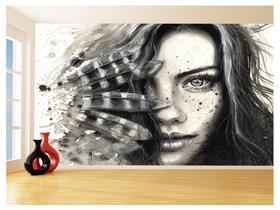 Papel De Parede 3D Salão De Beleza Arte Mulher 3,5M Slb95