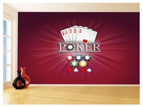 Papel De Parede 3D Salão De Jogos Cartas Poker 3,5M Jcs39