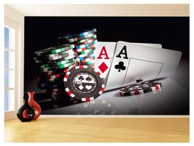 Papel De Parede 3D Salão De Jogos Cartas Poker 3,5M Jcs43