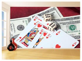 Papel De Parede 3D Salão De Jogos Cartas Poker 3,5M Jcs45