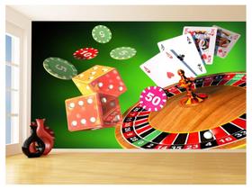 Papel De Parede 3D Salão De Jogos Cartas Poker 3,5M Jcs46