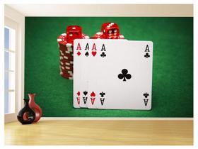 Papel De Parede 3D Salão De Jogos Cartas Poker 3,5M Jcs47