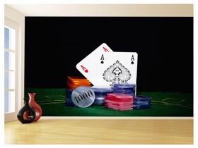 Papel De Parede 3D Salão De Jogos Cartas Poker 3,5M Jcs48