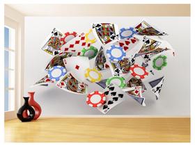 Papel De Parede 3D Salão De Jogos Cartas Poker 3,5M Jcs58