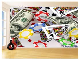 Papel De Parede 3D Salão De Jogos Cartas Poker 3,5M Jcs60