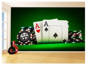 Papel De Parede 3D Salão De Jogos Cartas Poker 3,5M Jcs65