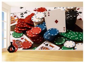 Papel De Parede 3D Salão De Jogos Cartas Poker 3,5M Jcs70