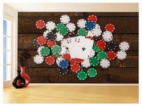 Papel De Parede 3D Salão De Jogos Cartas Poker 3,5M Jcs77