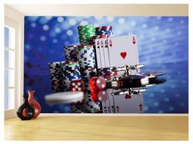Papel De Parede 3D Salão De Jogos Cartas Poker 3,5M Jcs79