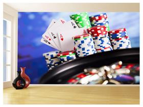Papel De Parede 3D Salão De Jogos Cartas Poker 3,5M Jcs82