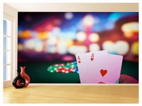 Papel De Parede 3D Salão De Jogos Cartas Poker 3,5M Jcs83