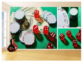 Papel De Parede 3D Salão De Jogos Cartas Poker 3,5M Jcs93