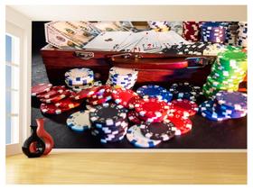 Papel De Parede 3D Salão De Jogos Cartas Poker 3,5M Jcs94