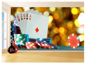 Papel De Parede 3D Salão De Jogos Cartas Poker 3,5M Jcs97