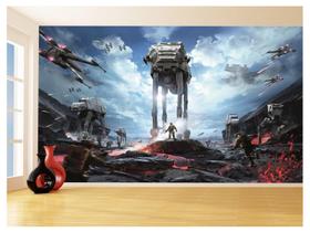 Papel De Parede 3D Star Wars Batalha Walker Neve 3,5M Stw10