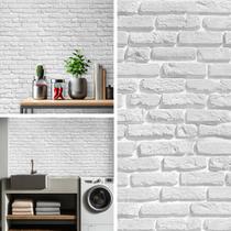 Papel de Parede 3D Tijolo Branco Adesivo Lavável Colante Papel de Parede 3D Tijolo Branco Adesivo Lavável Colante