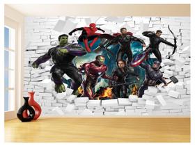 Papel De Parede 3D Vingadores Entrando Quarto 3,5M Nhma114