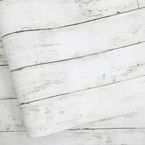 Papel de Parede Abyssaly Branco e Cinza com Textura de Madeira 45x300 cm