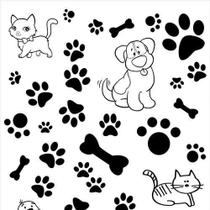 Papel De Parede Ades. Patas Gato Cachorro Petshop - 2,10M