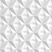 Papel de Parede Adesivo 3D Efeito Triangulo Branco e Cinza 2,50M Quarto Sala Escritório - Lopes Decor