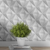 Papel de Parede Adesivo 3D Efeito Triangulo Branco e Cinza Quarto Sala Escritório