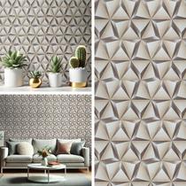 Papel de Parede Adesivo 3D Geometrico Bege 5 Metros x 0,45cm