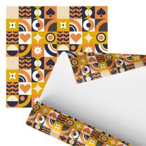 Papel De Parede Adesivo Abstrato Ícones Coloridos 2,80M