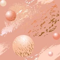 Papel de Parede Adesivo Abstrato Salmão Dourado Bolas Círculos Moderno Quarto Sala de Estar