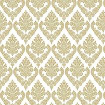 Papel De Parede Adesivo Arabesco Branco E Dourado - 12M