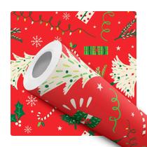 Papel de Parede Adesivo Árvore Natal Vermelho Presente Moderno Quarto Sala de Estar