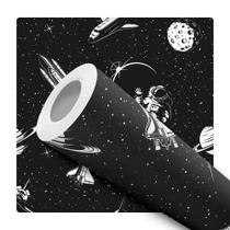 Papel de Parede Adesivo Astronauta Espaço Preto Teen Juvenil Moderno Quarto Sala de Estar