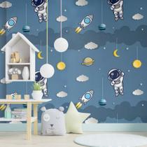Papel de Parede Adesivo Autocolante Decorativo Astronauta Azul 5 METROS 1 ROLO 5m x 45cm Papel de Parede Adesivo Autocolante Decorativo Astronauta Azul 5 METROS 1 ROLO 5m x 45cm