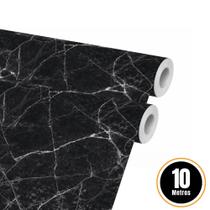 Papel de Parede Adesivo Autocolante Decorativo Mármore Preto Fosco