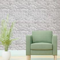 Papel de Parede Adesivo Autocolante Decorativo Tijolinho Acizentado com Branco 3D 5 METROS 1 ROLO 5m x 45cm