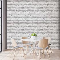 Papel de Parede Adesivo Autocolante Decorativo Tijolinho Acizentado com Branco 3D 5 METROS 1 ROLO 5m x 45cm