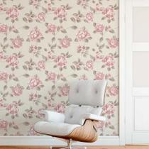 Papel De Parede Adesivo Autocolante Em Tons De Bege Cinza e Rosa