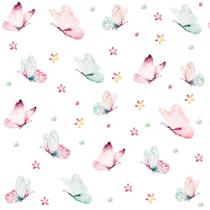 Papel De Parede Adesivo Autocolante Infantil Borboletas Em Tons Aquarela Rosa e Azul Papel De Parede Adesivo Autocolante Infantil Borboletas Em Tons Aquarela Rosa e Azul