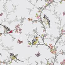 Papel De Parede Adesivo Autocolante Vinil Animal Pássaros Pica-Pau em Arvore Tons de Cinzas 3m