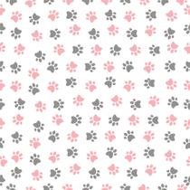Papel De Parede Adesivo AutoColante Vinil Animal Patinhas Rosinhas e Cinzas No Fundo Branco 3m Papel De Parede Adesivo AutoColante Vinil Animal Patinhas Rosinhas e Cinzas No Fundo Branco 3m