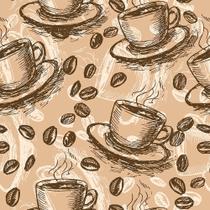 Papel de Parede Adesivo Autocolante Vinil Casual Xícara de Café Coffe Grãos Tons Marrons 1,50m