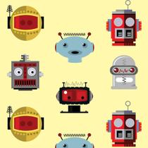 Papel de Parede Adesivo Autocolante Vinil Infantil Robótica Robos Cartoon Fundo Amarelo 1,50m Papel de Parede Adesivo Autocolante Vinil Infantil Robótica Robos Cartoon Fundo Amarelo 1,50m