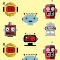 Papel de Parede Adesivo Autocolante Vinil Infantil Robótica Robos Cartoon Fundo Amarelo 1,50m Papel de Parede Adesivo Autocolante Vinil Infantil Robótica Robos Cartoon Fundo Amarelo 1,50m