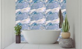 Papel de Parede Adesivo Autocolante Vinil Marmore Tons Azul Quarto Sala Banheiro Cozinha 2,5m