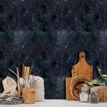 Papel de Parede Adesivo Autocolante Vinil Textura Marmore Preto Azul Raios Cozinha Sala Quarto 2,5m