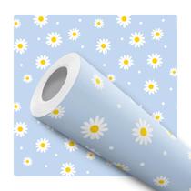 Papel de Parede Adesivo Azul Flor Margarida Delicado infantil Bebê Moderno Quarto Sala de Estar