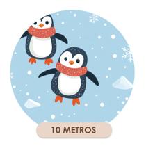 Papel de Parede Adesivo Azul Pinguins Inverno Quarto Infantil