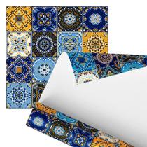 Papel De Parede Adesivo Azulejo Cubo Geométrico Color 2,80M